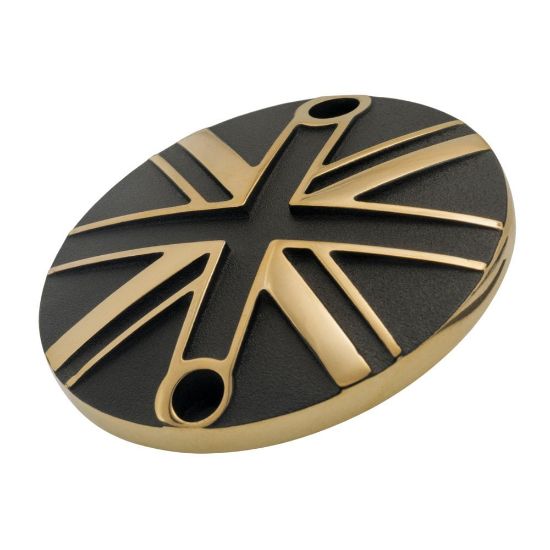 Picture of Motone Clutch (LHS)Cover/Badge - Union Jack - 2 Tone Brass & Black