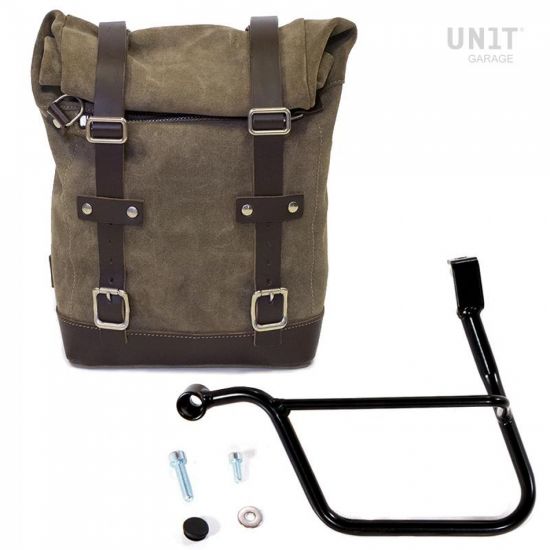 Picture of Unit Garage Waxed Suede Side Pannier + Left Subframe Triumph Street 900 Series Moss Grey 